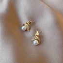 pendientes de aleacin de cola de pez de diamantes con incrustaciones de perlas de modapicture9
