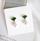 simple pearl ginkgo green leaves earrings fashion alloy earringspicture7