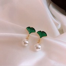 simple pearl ginkgo green leaves earrings fashion alloy earringspicture8