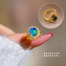 Real Gold Electroplating Open ring with warm stone copper index finger ringpicture7