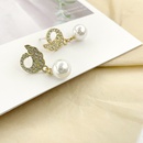 fashion full of diamonds white pearl tassel alloy earringspicture11