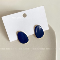Fashion new Klein blue oval oil drop elegance alloy earrings women