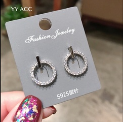 exquisite simple full diamond round small circle alloy earrings female