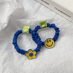 Klein blue hair ring cute flower ponytail Korean smiley head rope