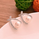 Fashion cross full diamond pearl stud alloy earrings wholesalepicture8