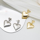 simple plain threedimensional mirror heart alloy drop earrings wholesalepicture7