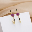 vintage contrast color purple flower Cshaped diamond stud earrings wholesalepicture6