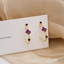vintage contrast color purple flower Cshaped diamond stud earrings wholesalepicture8