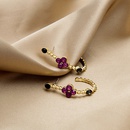 vintage contrast color purple flower Cshaped diamond stud earrings wholesalepicture9