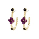 vintage contrast color purple flower Cshaped diamond stud earrings wholesalepicture10