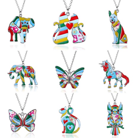 vintage new animal painting oil sticker pendant necklace wholesale's discount tags