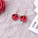 retro rose petal inlaid rhinestone chain long tassel drop earrings wholesalepicture10