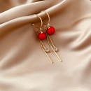 fashion inlaid red pearl long tassel alloy drop earrings wholesalepicture7