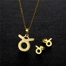 Twelve Constellation Taurus Clavicle Chain Stainless Steel Necklace Earrings Setpicture6