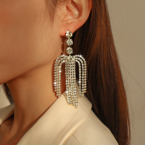 fashion rhinestone earrings exaggerated geometric U-shaped long ladies earrings's discount tags