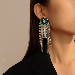 fashion flower tassel alloy diamond new geometric long earrings