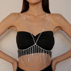 exaggerated beach bikini sexy body chain metal tassel diamond chest chain
