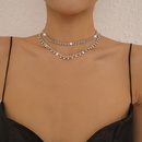 simple geometric claw chain doublelayer inlaid rhinestone alloy necklacepicture9