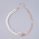 simple retro inlaid pearl claw chain stitching alloy necklace wholesalepicture9