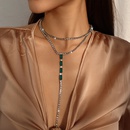 fashion Yshaped simple full rhinestone doublelayer alloy necklace wholesalepicture10