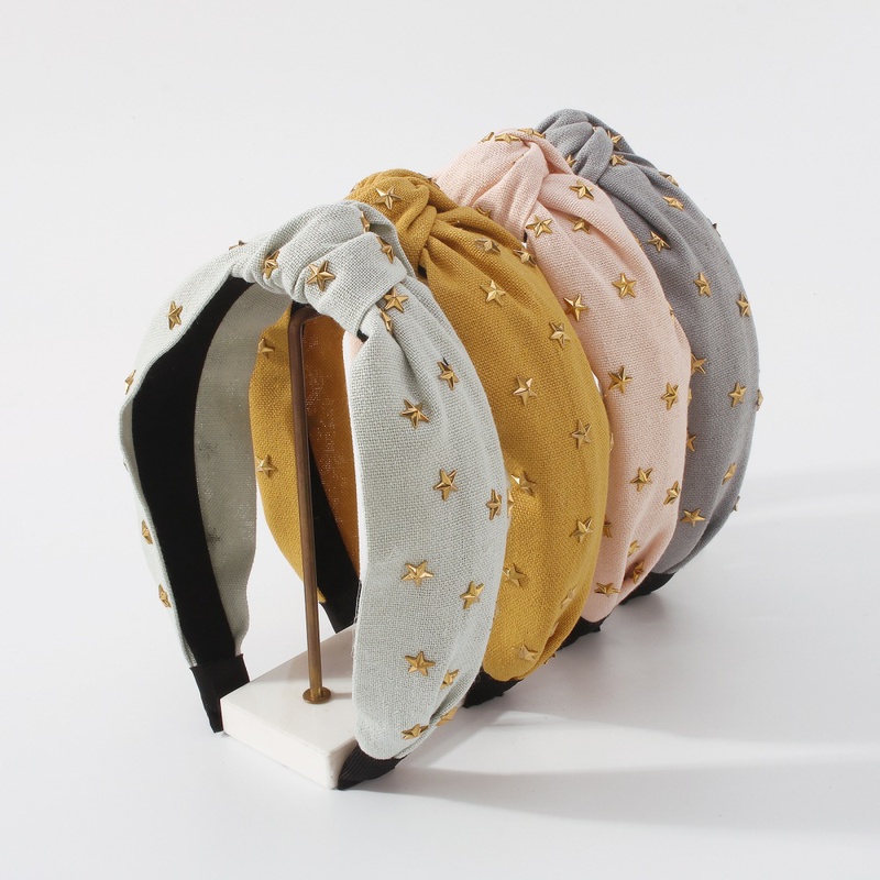 fashion fabric star headband knotted solid color retro headband wholesale
