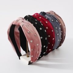 simple solid color knotted fashion five-pointed star retro velvet headband