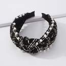 jewelry fabric simple inlaid pearl knot contrast color plaid headbandpicture9