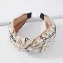 jewelry fabric simple inlaid pearl knot contrast color plaid headbandpicture10