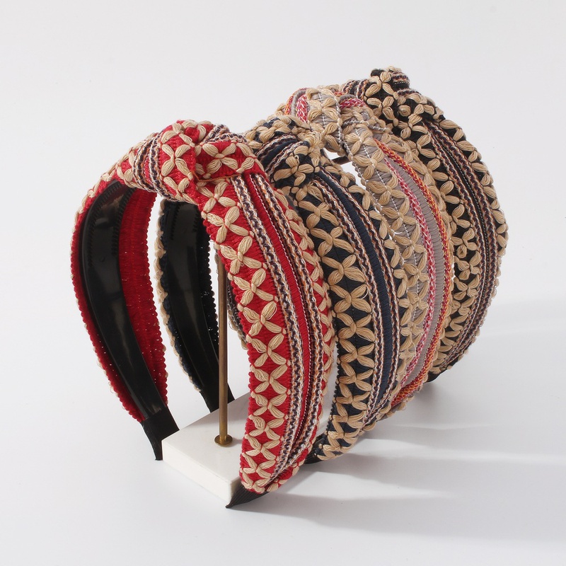 fashion retro contrast color widebrimmed braided headbands wholesale