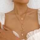 vintage doublelayered geometric snakeshaped square pendant necklacepicture7