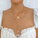 vintage doublelayered geometric snakeshaped square pendant necklacepicture8