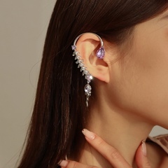 Pendientes de oreja de trigo de moda, clips de oreja de diamante de aleación simple para mujer