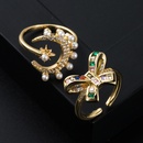 new copper goldplated microset zircon bow star moon pearl ringpicture8
