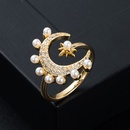 new copper goldplated microset zircon bow star moon pearl ringpicture9