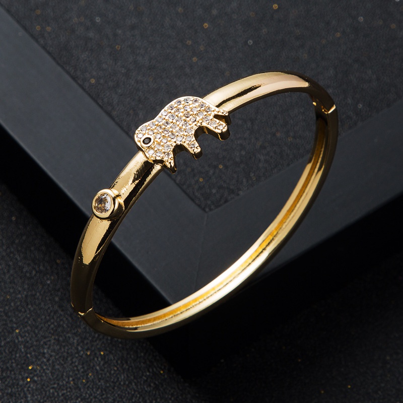 new fashion copperplated real gold microset zircon elephant bracelet accessories