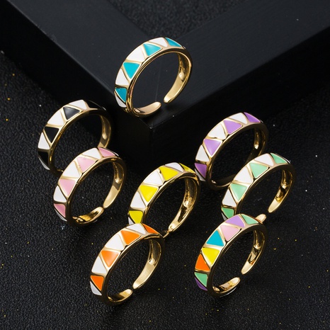 fashion drip oil color matching ring simple copper gold-plated open ring's discount tags