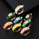fashion copper gold plated color enamel eye inlaid pearl open ringpicture7
