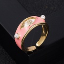 fashion copper gold plated color enamel eye inlaid pearl open ringpicture8