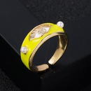 fashion copper gold plated color enamel eye inlaid pearl open ringpicture10