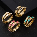fashion copper goldplated microset zircon drip oil bamboo snake open ringpicture7
