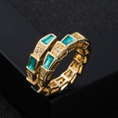 fashion copper goldplated microset zircon drip oil bamboo snake open ringpicture8