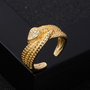 fashion copper goldplated microset zircon hiphop snake open ring femalepicture8