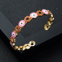 fashion copper gold-plated micro-set zircon drip oil round devil's eye opening bracelet