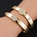 new copper inlaid zircon real gold electroplating womens buckle smooth copper braceletpicture8