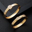 new copper inlaid zircon real gold electroplating womens buckle smooth copper braceletpicture9