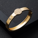 new copper inlaid zircon real gold electroplating womens buckle smooth copper braceletpicture10