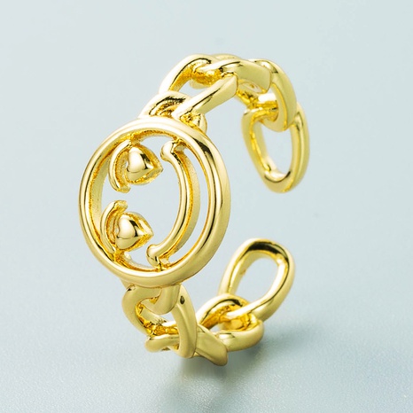 Mode 18 Karat Gold Kupfer eingelegte Zirkoniumöffnung verstellbarer geometrischer Ring weiblich's discount tags