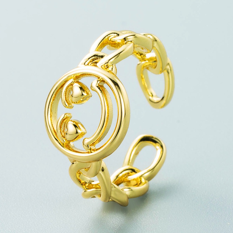 fashion 18K gold copper inlaid zirconium opening adjustable geometric ring female