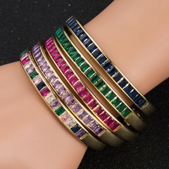 fashion rainbow series copper-plated real gold micro-set zircon open bracelet