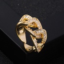fashion copperplated 18K gold microset zircon chain interlocking open ringpicture9